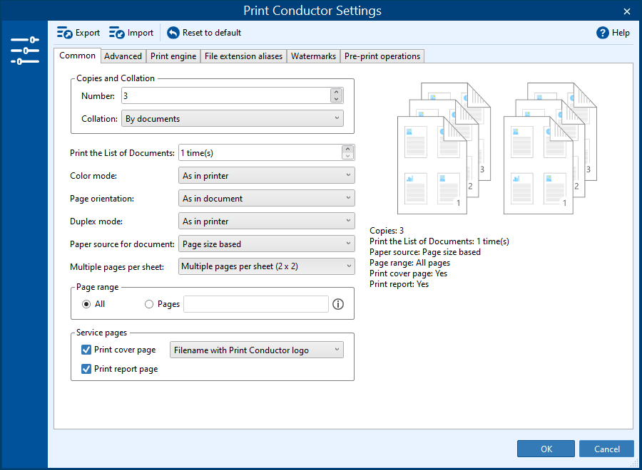 Print documents in landscape or portrait orientation