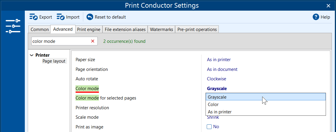 How to batch print PDF in grayscale mode
