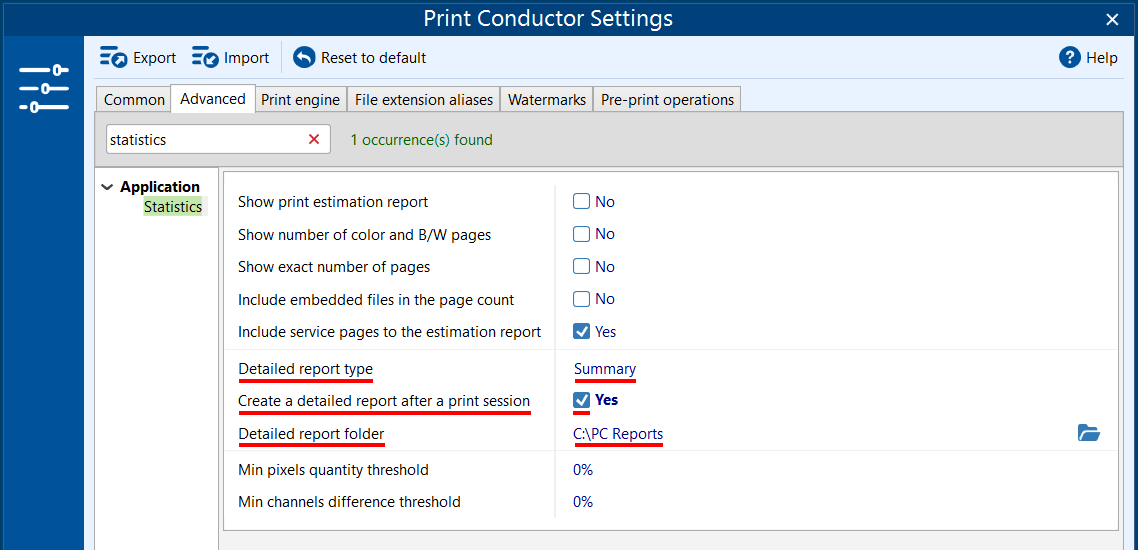Save the Detailed report after each print session automatically