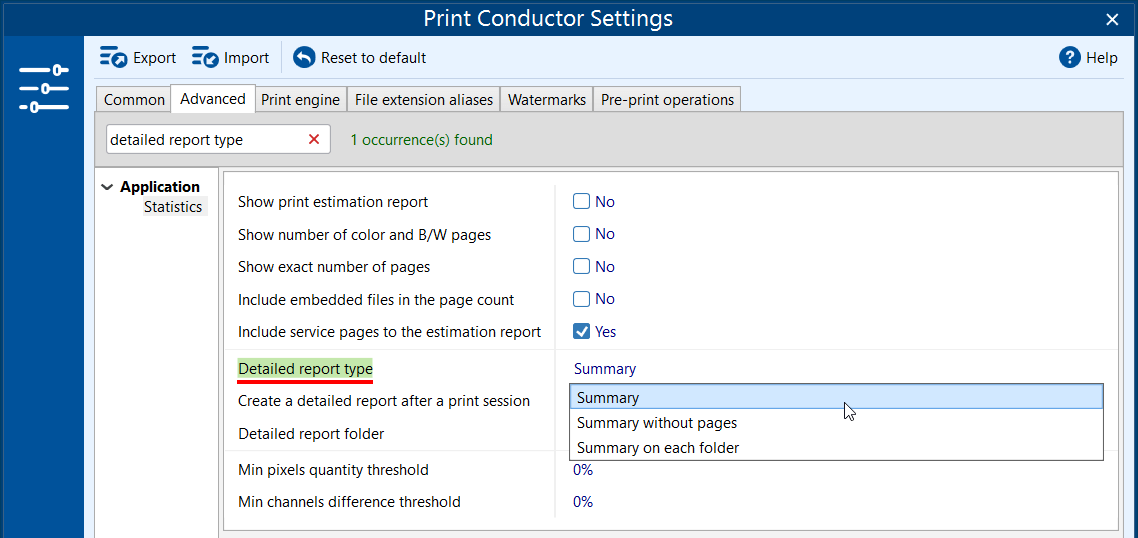 Detailed report type