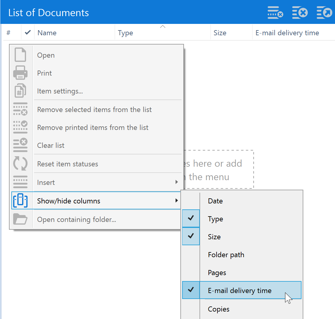 Enable Email delivery time column