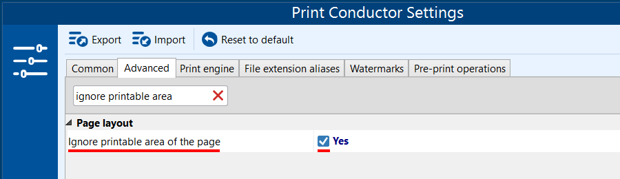 Ignore printable area of the page (printer hardware margins)