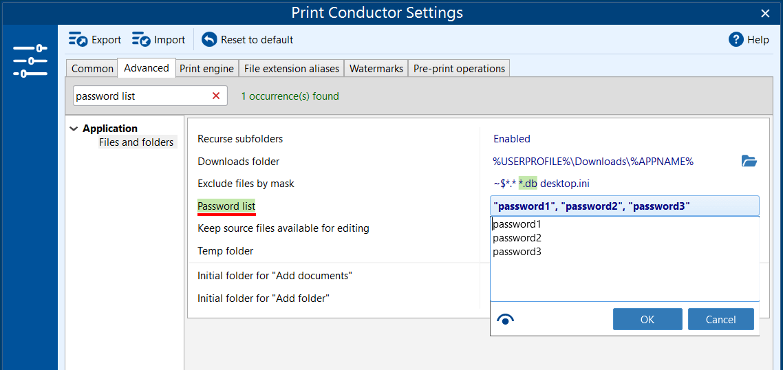 Print multiple password-protected PDFs in batch mode