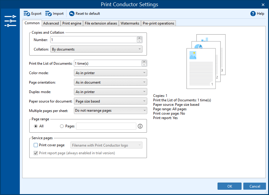 Basic print settings for efficient PDF printing