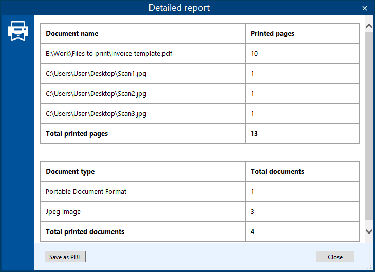 Detailed report - Summary Detailed report - Summary