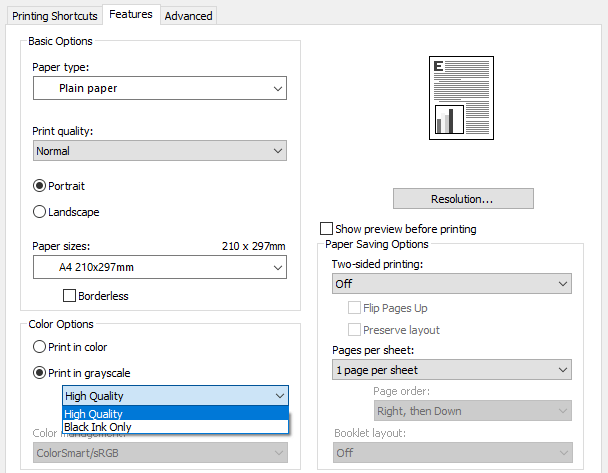 Printing PDF in grayscale / black and white mode Printing PDF in grayscale / black and white mode