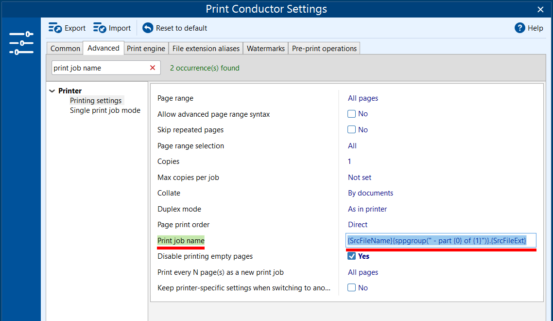 Rename print jobs with Print Conductor