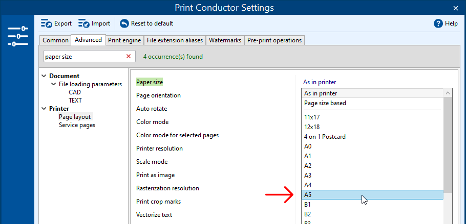 Printer Properties vs. Print Conductor Settings