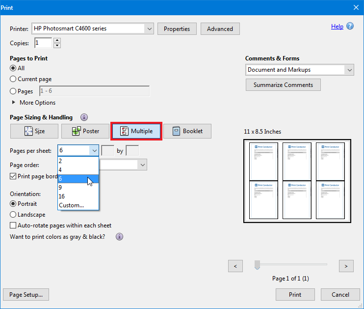 Printing multiple PDF pages on a sheet Printing multiple PDF pages on a sheet