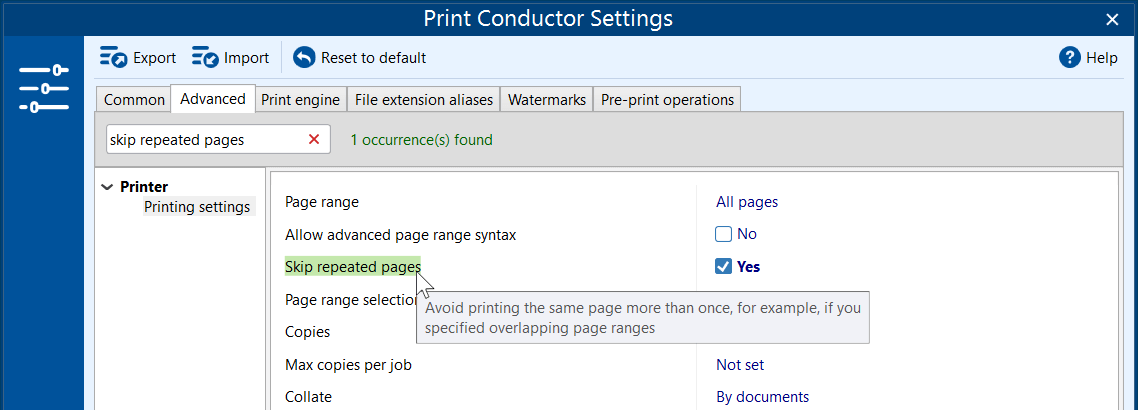 Avoid printing duplicate pages