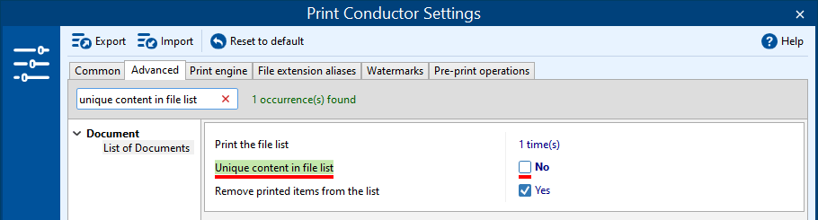 Enable/disable unique list