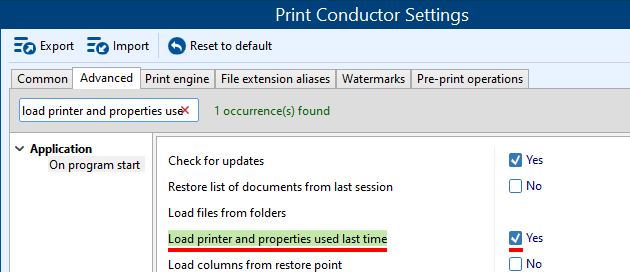 Use the printer you last used and its Printer Properties