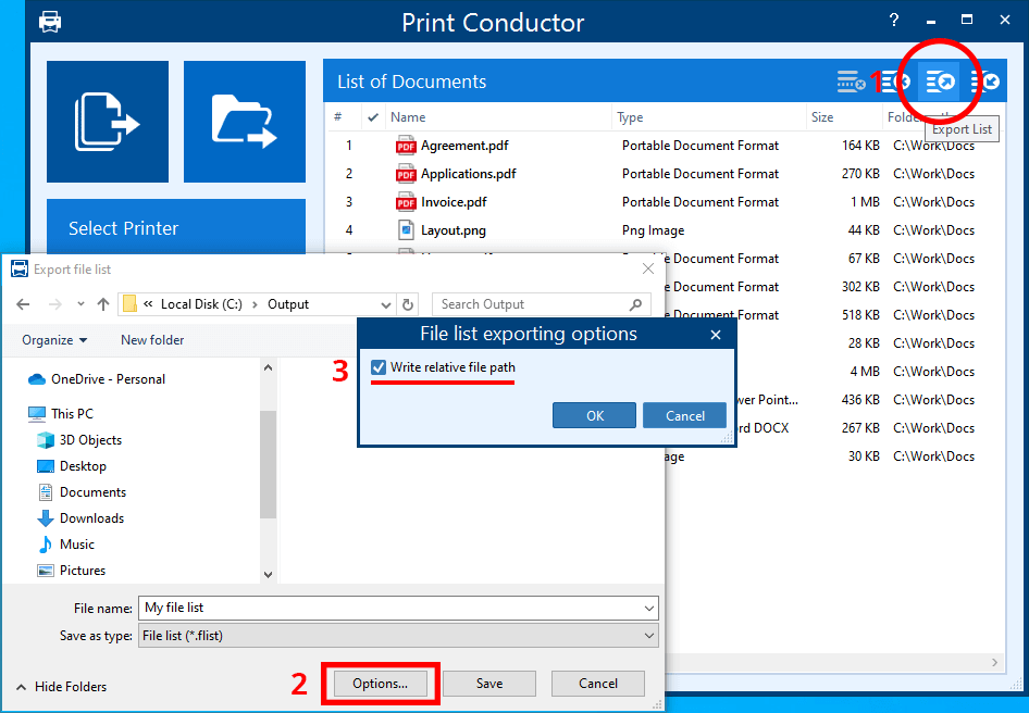How to export a file list with relative file paths How to export a file list with relative file paths